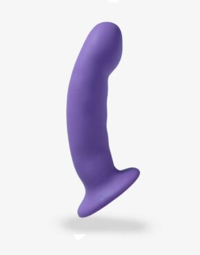 Den kurvede lilla dildo med flad base har en god størrelse til begynder anal, prostata massage og g-punktsstimulering.